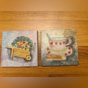 Tile Trivet Bicottura Tradizionale Piana Italy Signed Textured Vintage